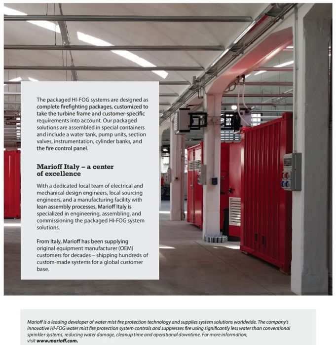 Marioff HI-FOG® packaged systems. Fire protection for the Oil & gas and power industries