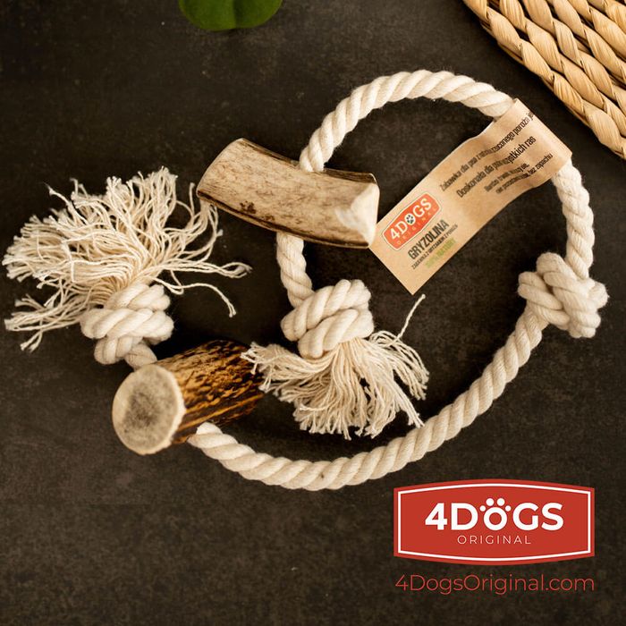 Dog Rope Toy with ANTLER CHEW by 4DOGS / TNC PETS