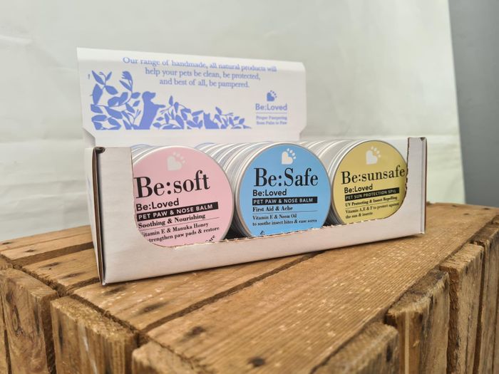 Shelf-ready Assorted Pet Paw and Nose Balms (Be:Soft, Be:Safe and Be:Sunsafe)