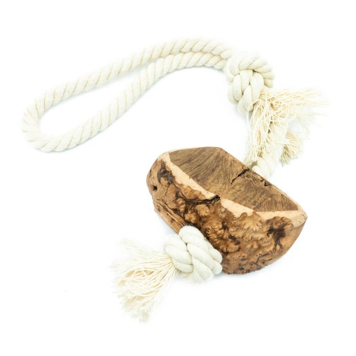 Natural Cotton Rope Toy with Wood