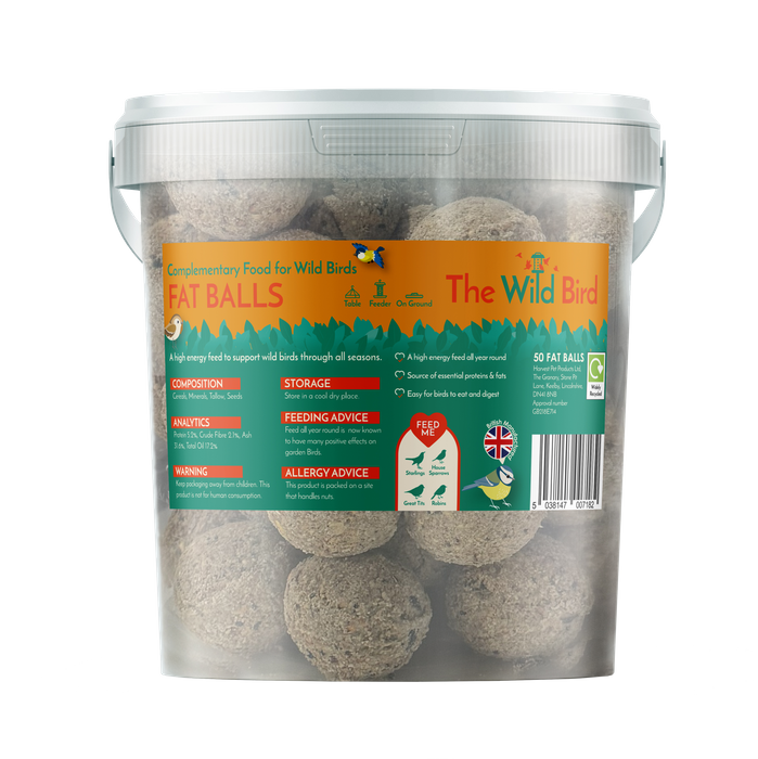 The Wild Bird Standard Suet Fat Balls (50 Tub)