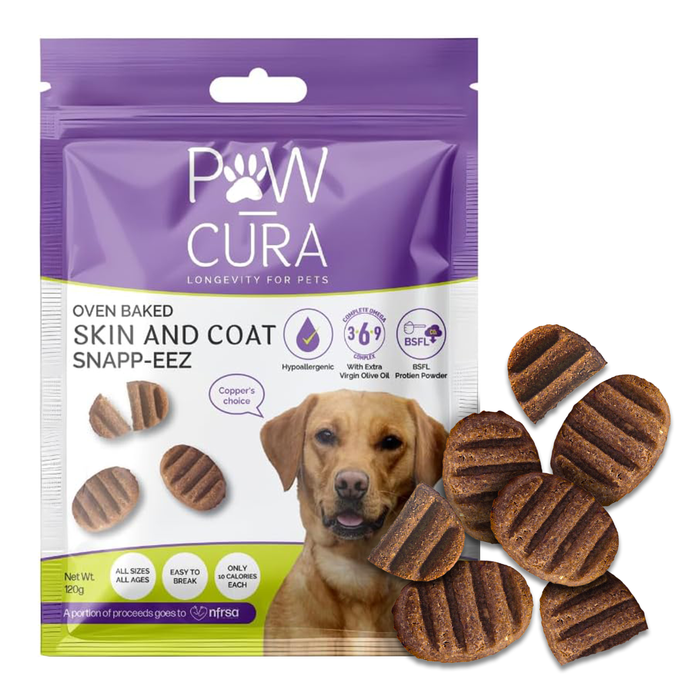 Paw-Cura Skin & Coat Snapp-Eez Insect Protein Hypoallergenic Dog Treats 120g
