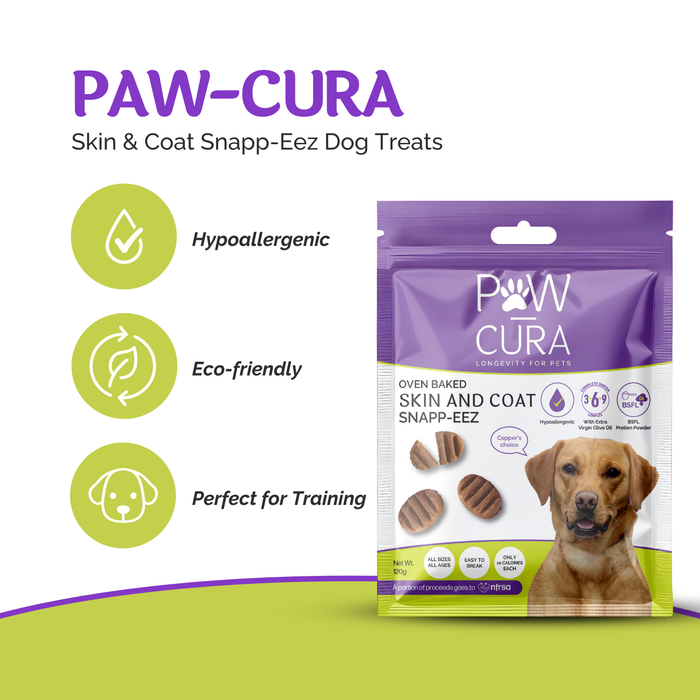 Paw-Cura Skin & Coat Snapp-Eez Insect Protein Hypoallergenic Dog Treats 120g