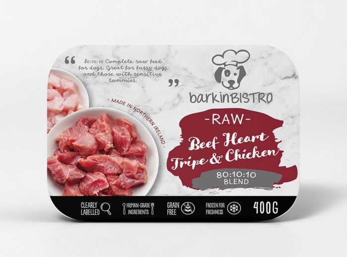 barkinBISTRO Beef Heart, Tripe and Chicken Raw Dog Food