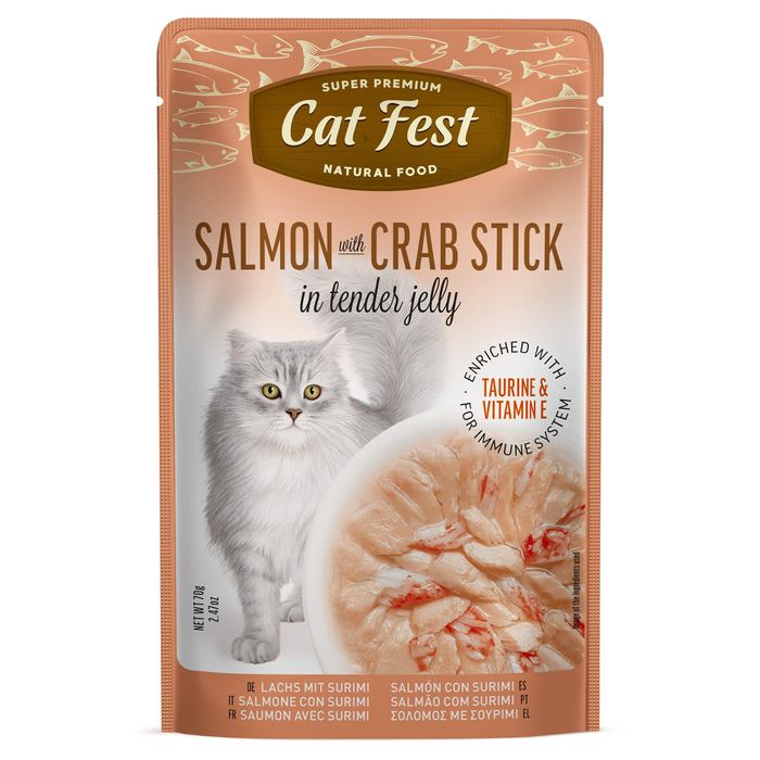 Exclusive Salmon & Crab Stick Wet Food for Cats