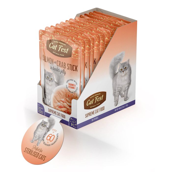 Exclusive Salmon & Crab Stick Wet Food for Cats