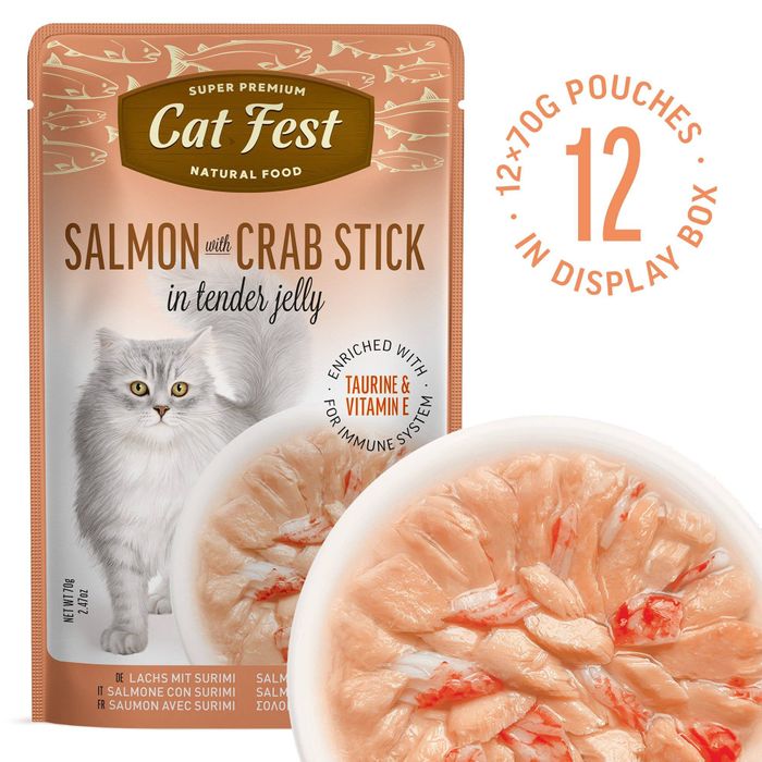 Exclusive Salmon & Crab Stick Wet Food for Cats