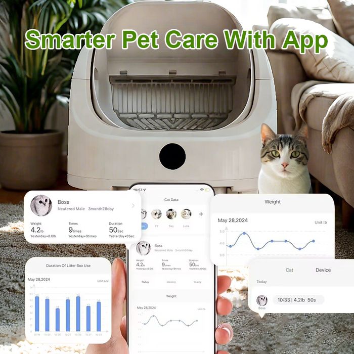 Open-Top Design Automatic Cat Litter Box