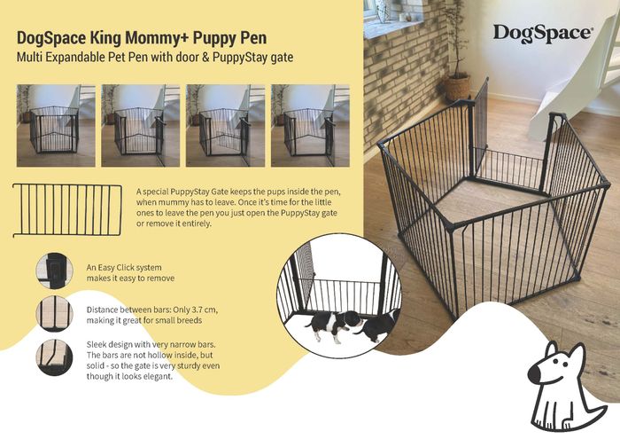 DogSpace King Mommy+ Pupy Pen with PuppyStay gate