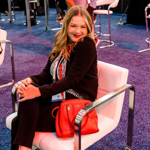Attendee striking a pose at InfoComm.