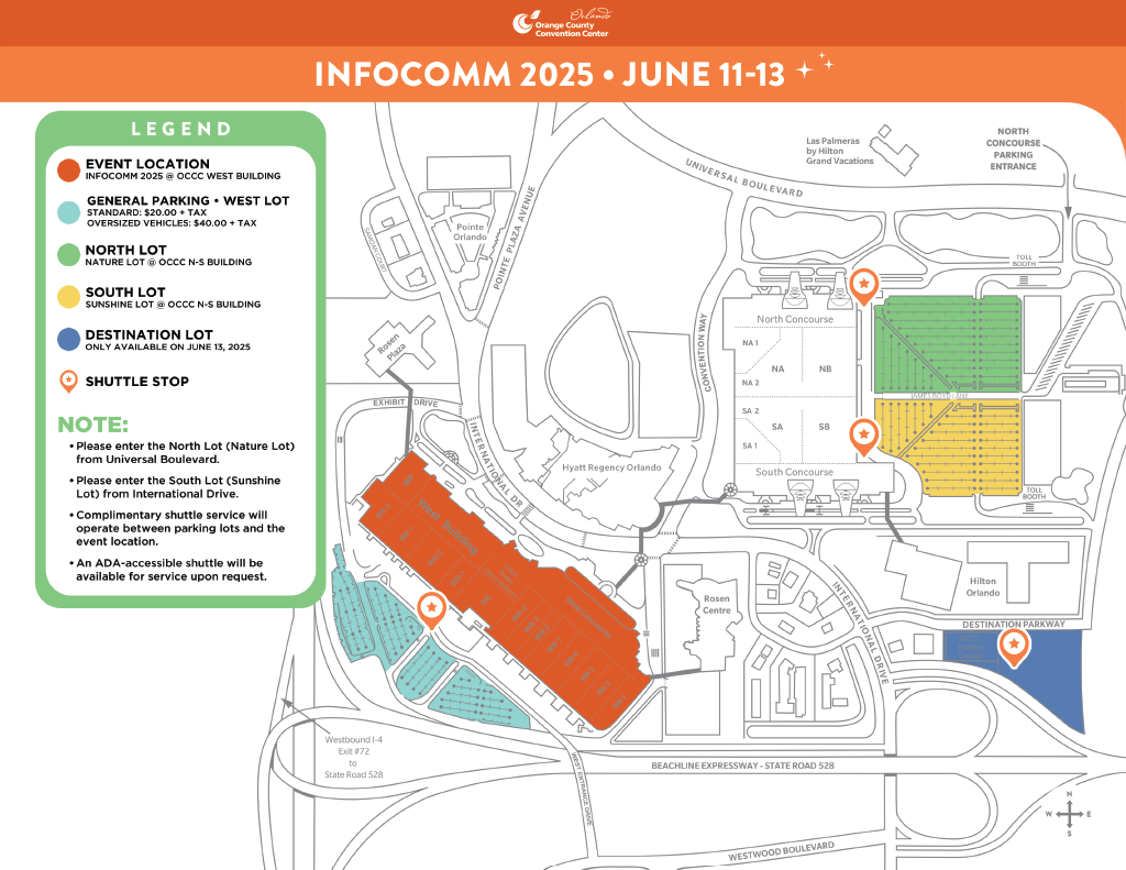 OCCC parking and rideshare map