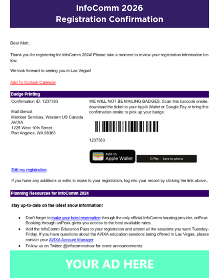 Registration Confirmation Example