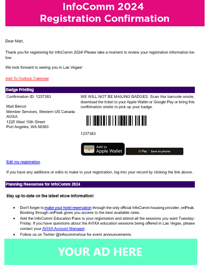 Registration Confirmation Example
