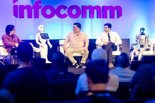 Robot speaker for AI session at InfoComm