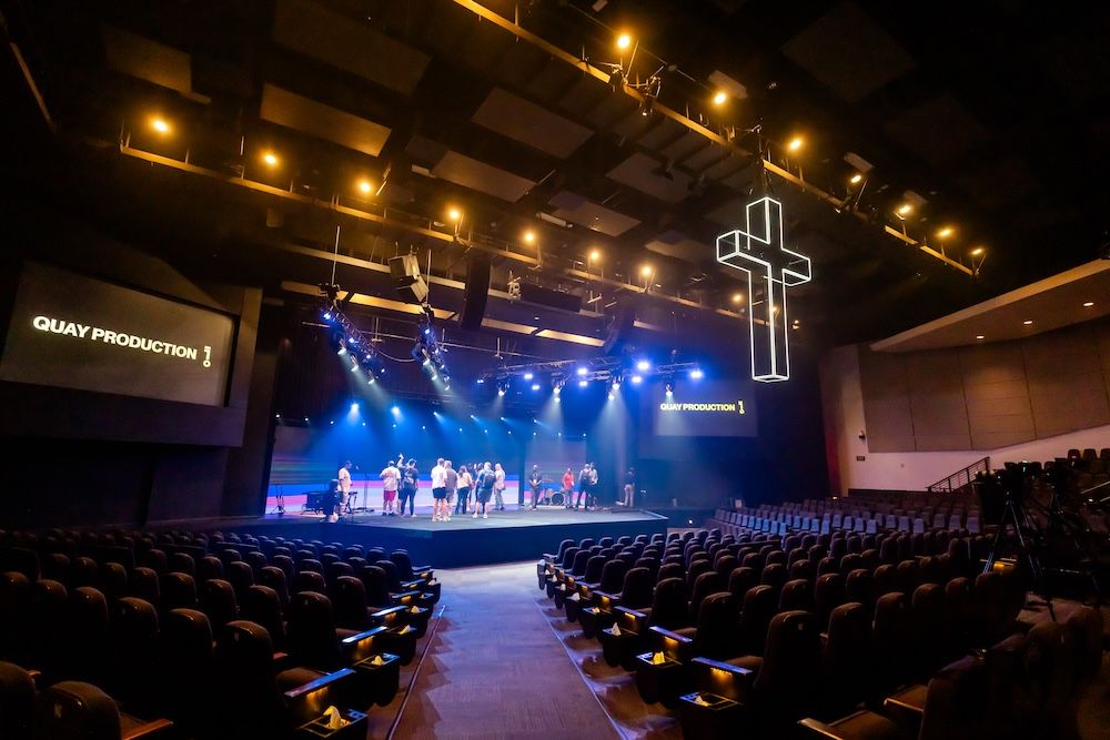 A group of InfoComm attendees take a house of worship tour 