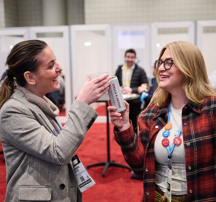 Attendees share a drink in the Networking Zone of The AI Summit New York