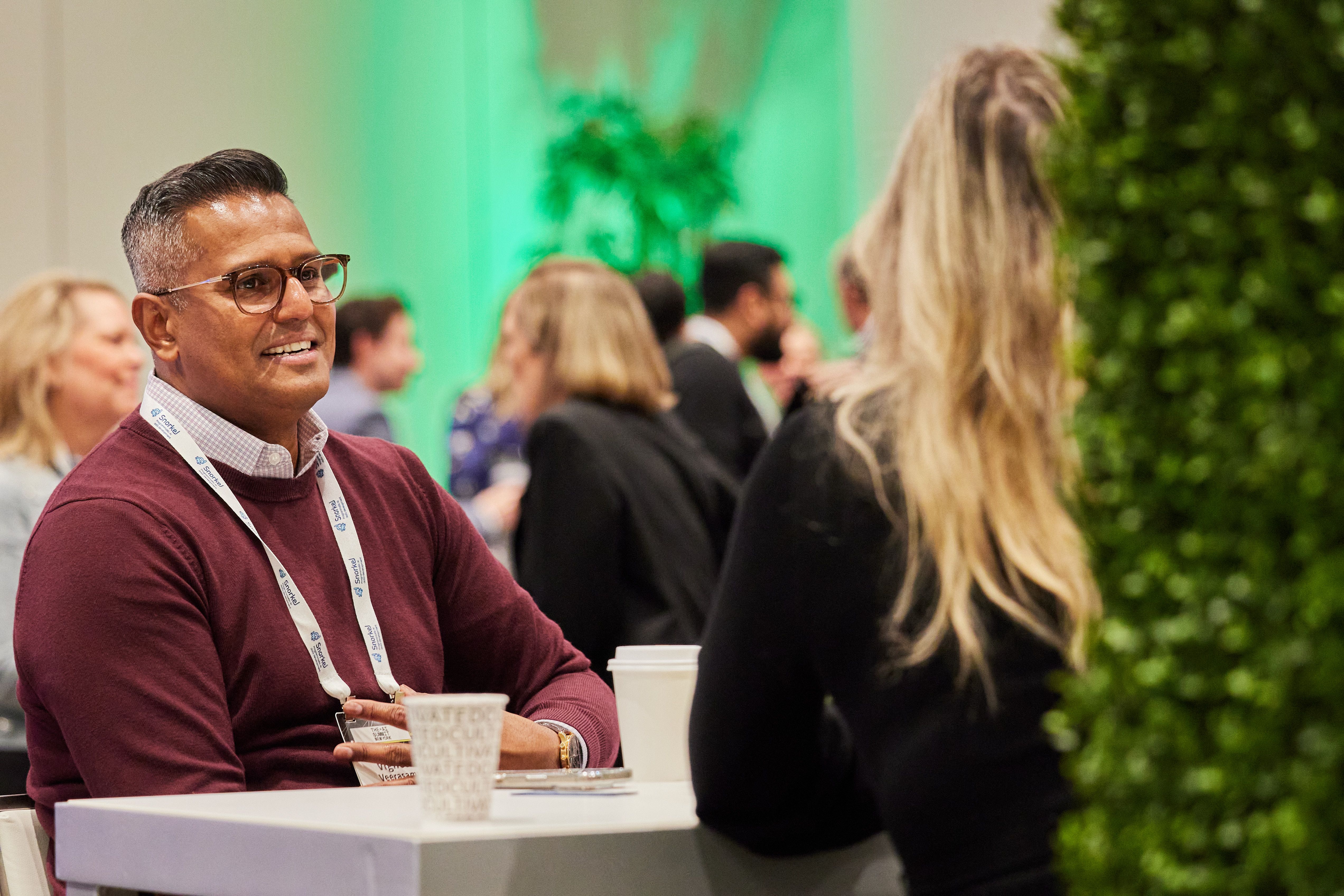 Man Smiling Inside the VIP Lounge