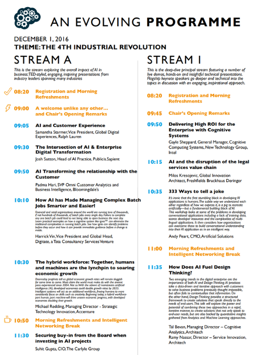 The AI Summit New York 2016 Agenda