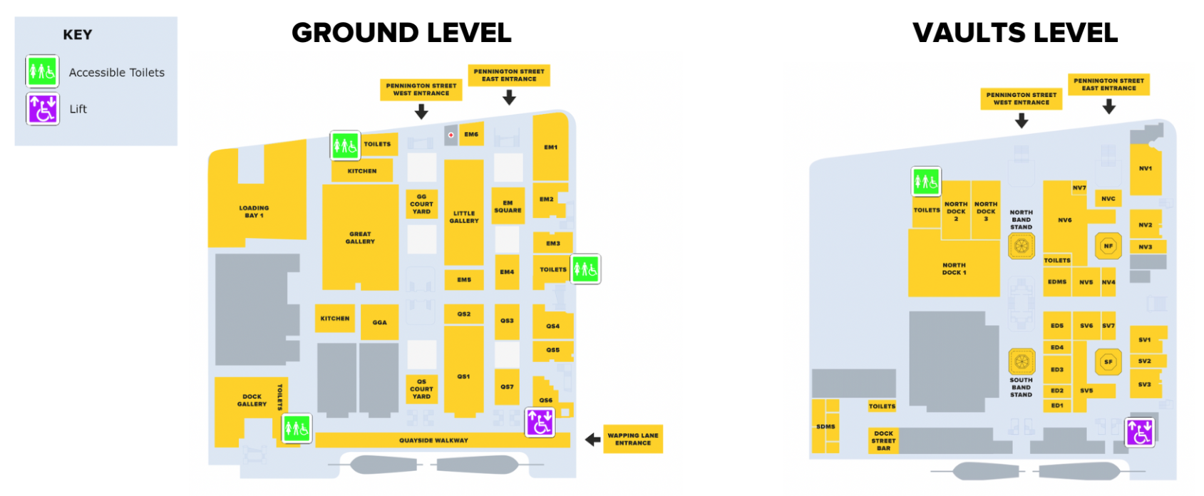 Tobacco Dock Accessibility Map