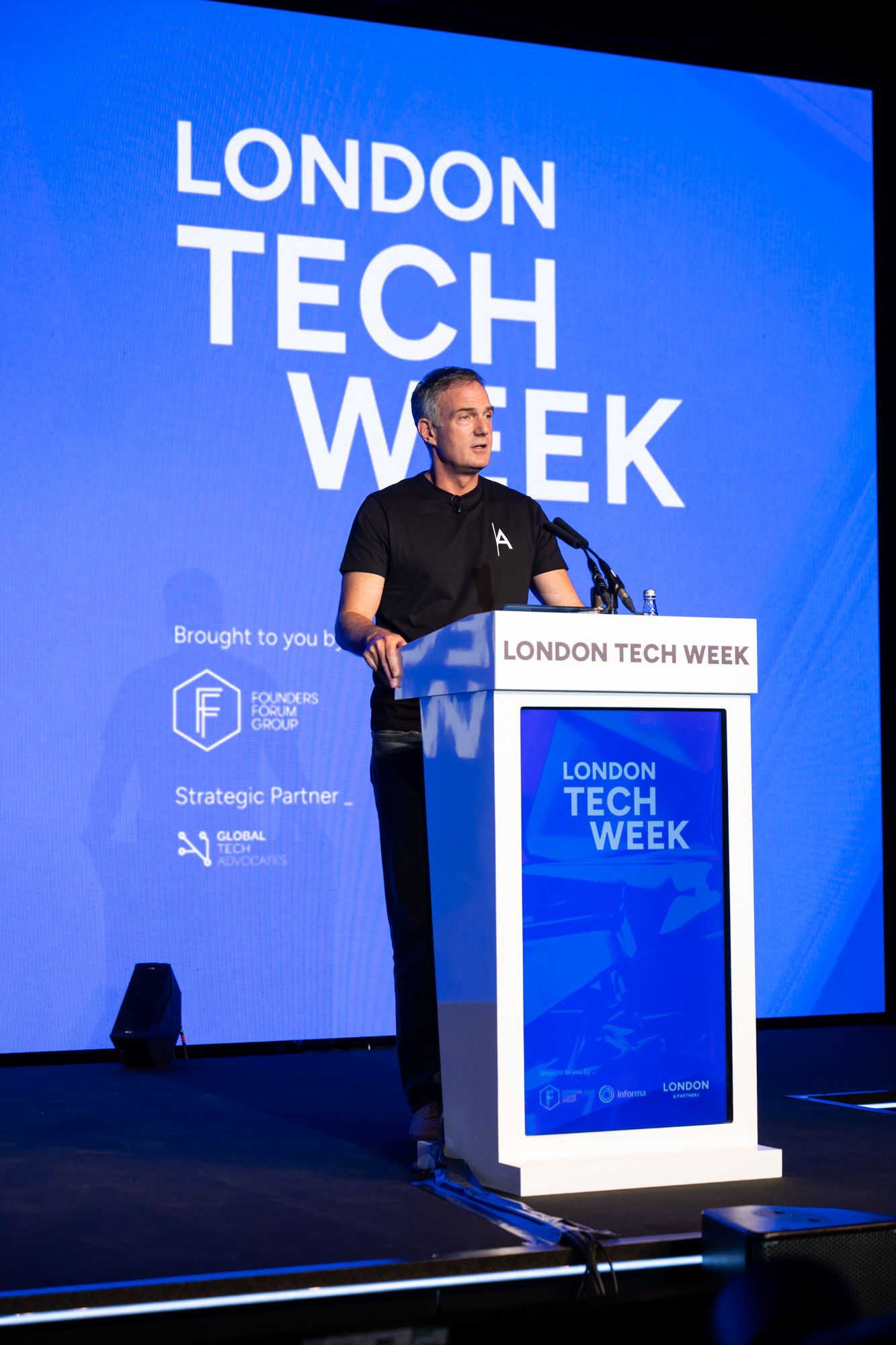 Peter Kyle talking on the Main Stage at London Tech Week 2024