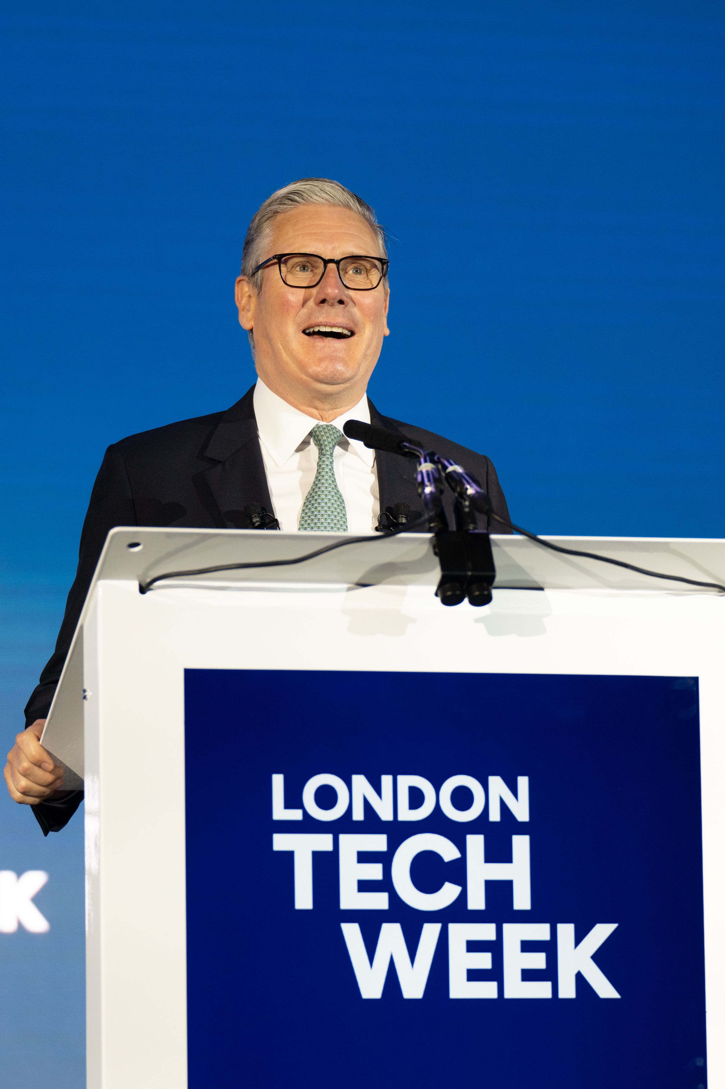 Keir Starmer talking on the AI Arena at London Tech Week 2026