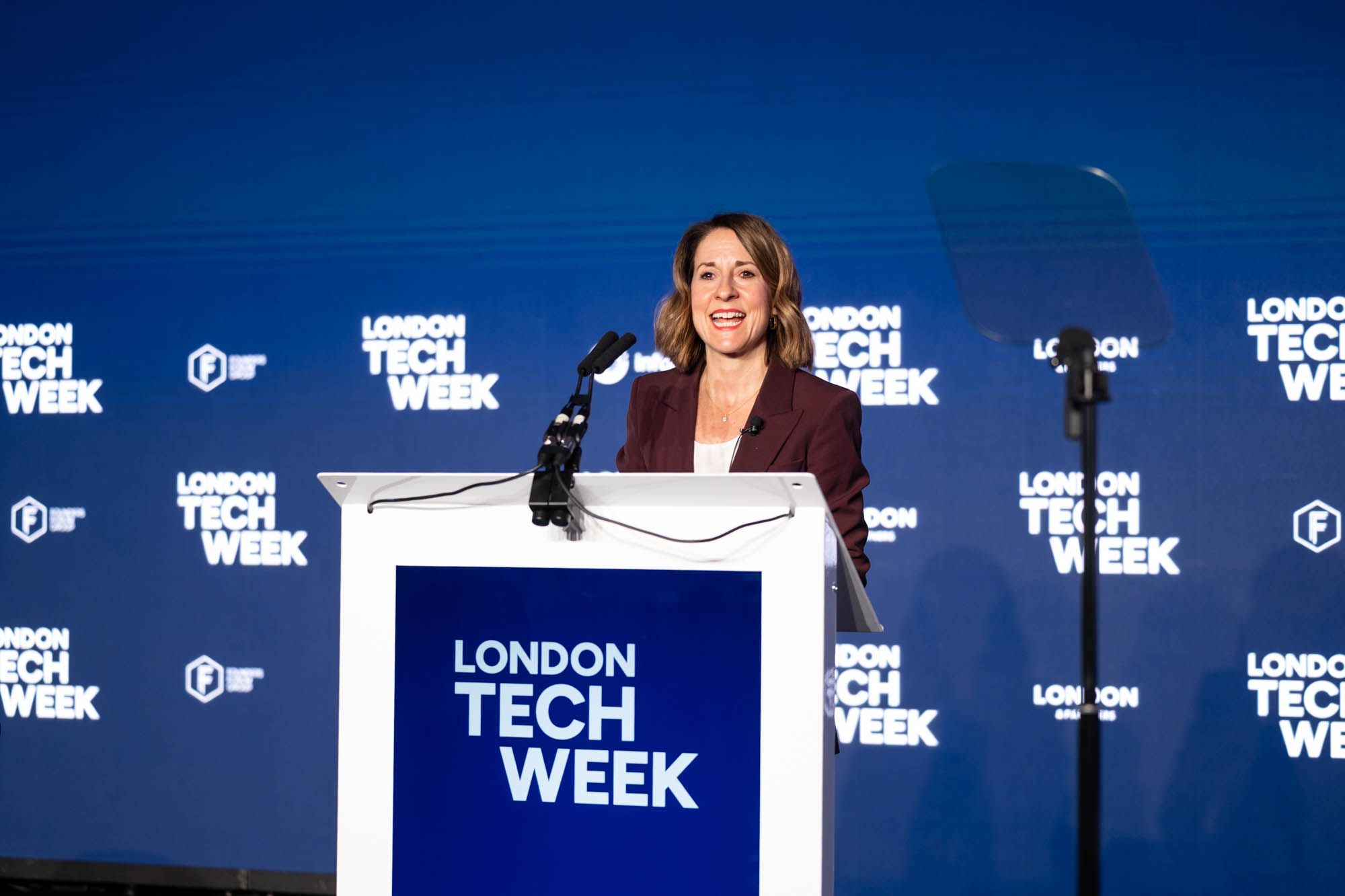 The Rt Hon Liz Kendall MP talking on the AI Arena at London Tech Week 2026