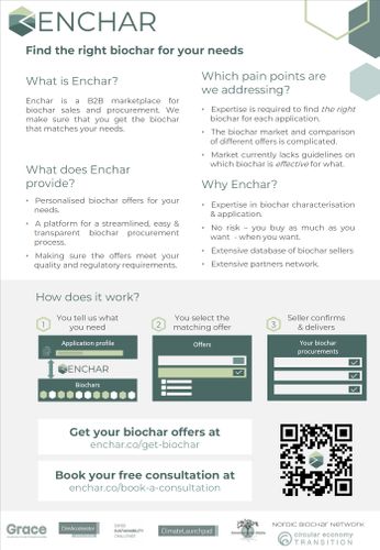 Enchar's services to biochar users and producers