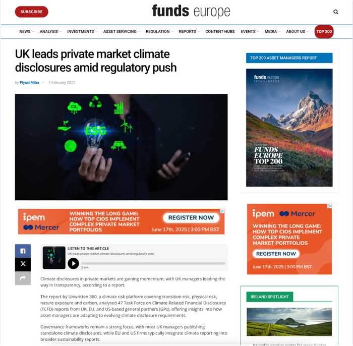 UK leads private market climate disclosures amid regulatory push