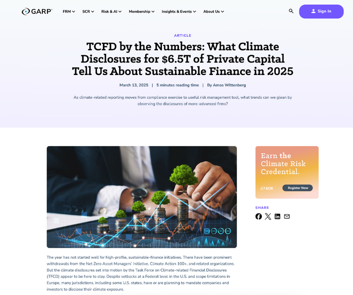 TCFD by the Numbers: What Climate Disclosures for $6.5T of Private Capital Tell Us About Sustainable Finance in 2025