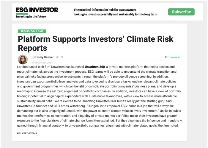 Platform Supports Investors’ Climate Risk Reports