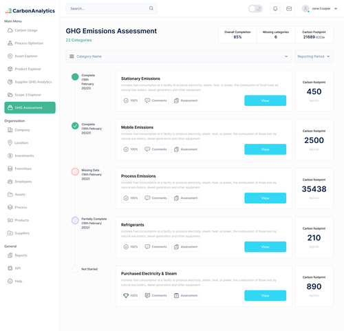 CarbonAnalytics - Carbon Accounting Self Assessment