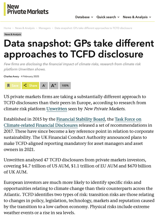 Data snapshot: GPs take different approaches to TCFD disclosure