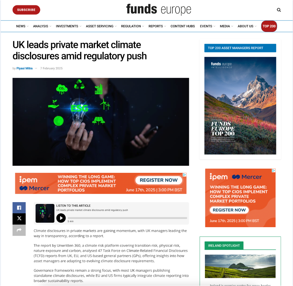 UK leads private market climate disclosures amid regulatory push