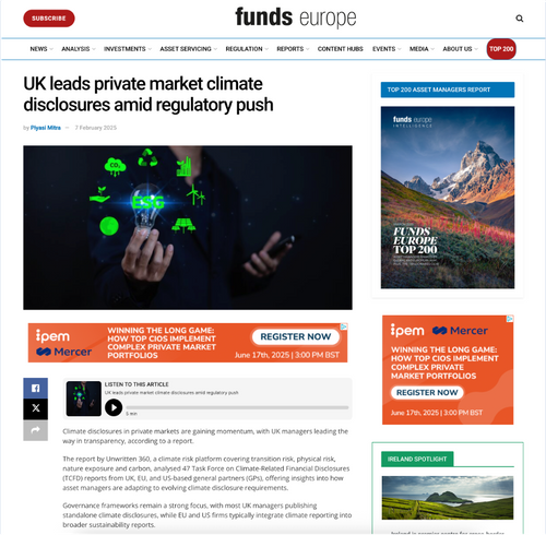 UK leads private market climate disclosures amid regulatory push