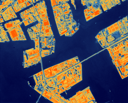 High-resolution thermal imagery captured over Yokohama in Japan