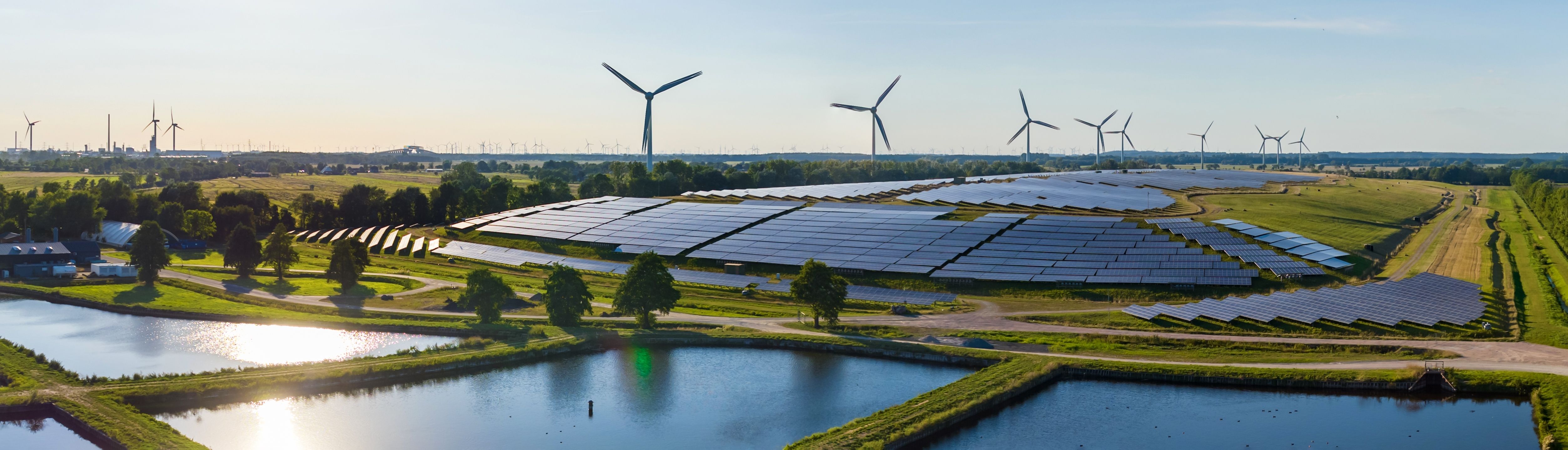 solar farm and turbines