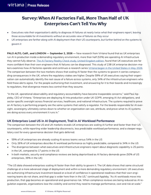 Survey: When AI Factories Fail, More Than Half of UK Enterprises Can’t Tell You Why