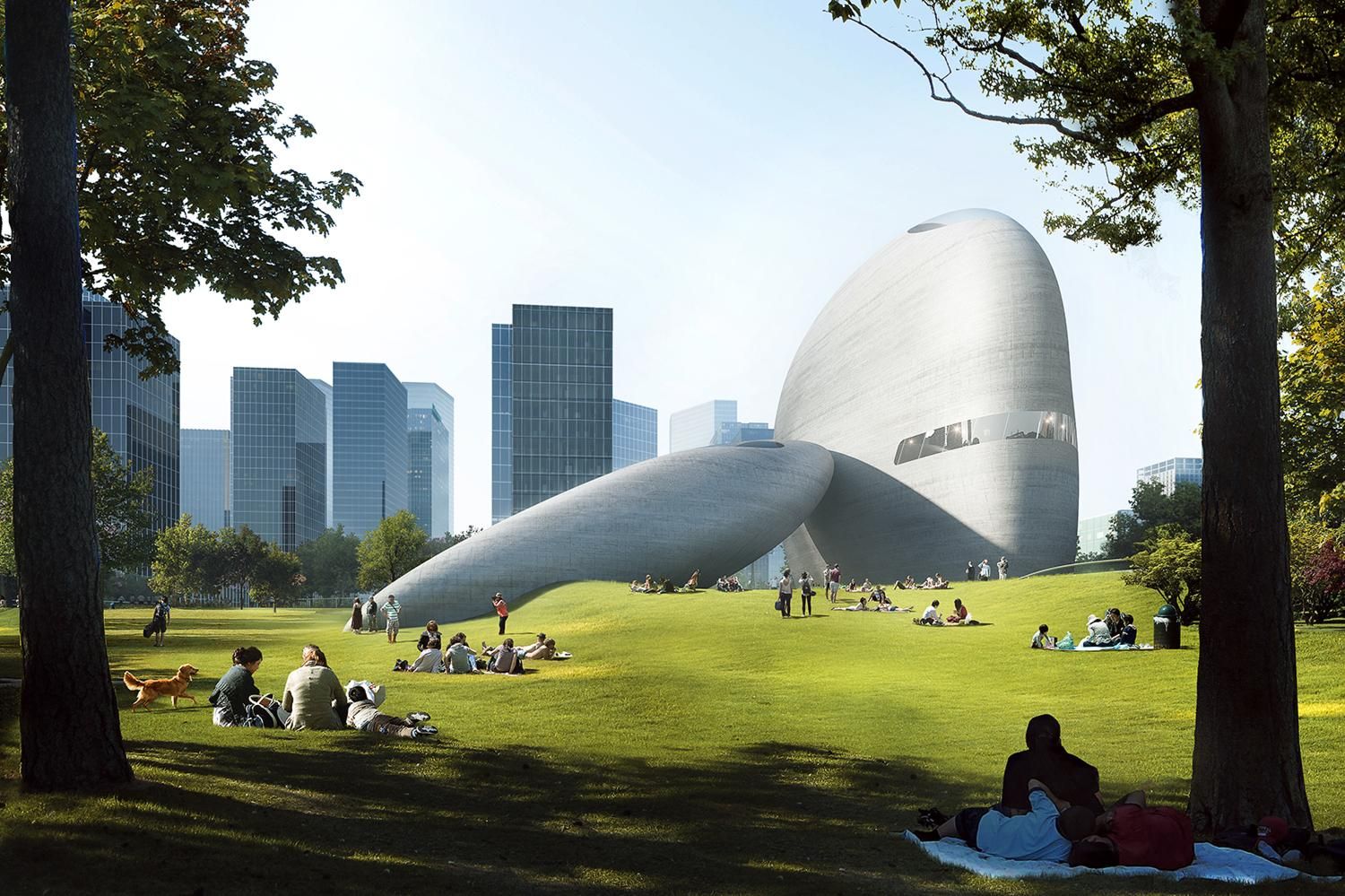 MAD Architects Unveils Shenzhen Cultural Park Topped with Giant Stones