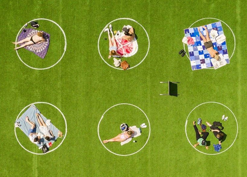 Brooklyn's Domino Park Painted Circles on the Grass to Ensure Social Distancing