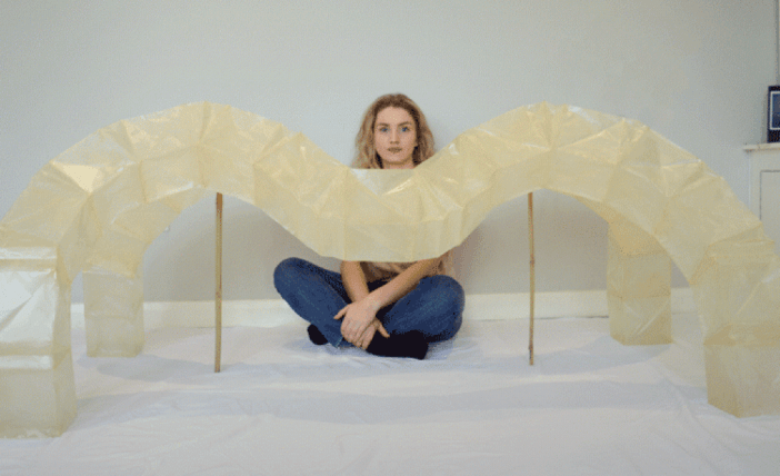 Architecture student Eliza Hague designs inflatable greenhouses from shellac and bamboo