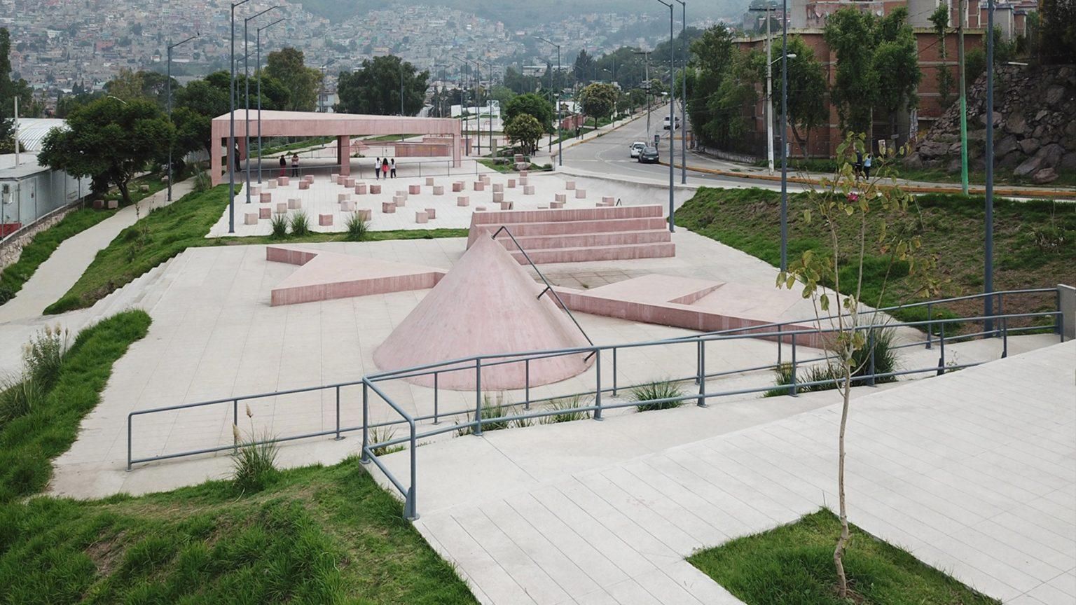 Productora designs pink concrete playgrounds in Mexico
