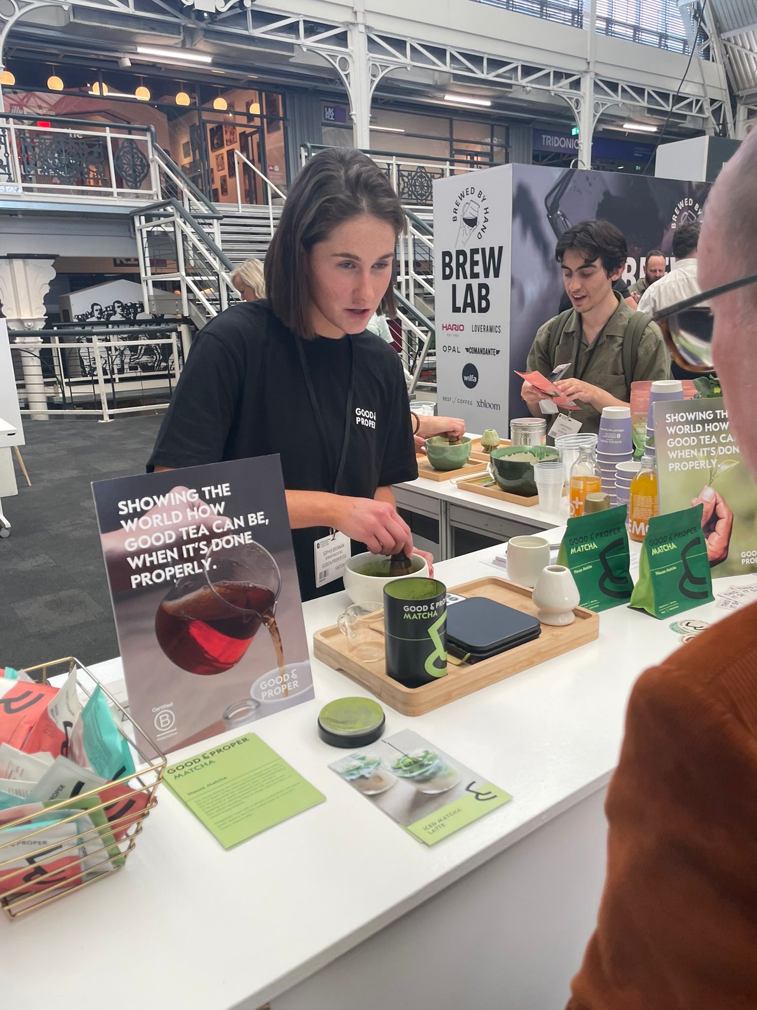 Visitors discovering matcha products