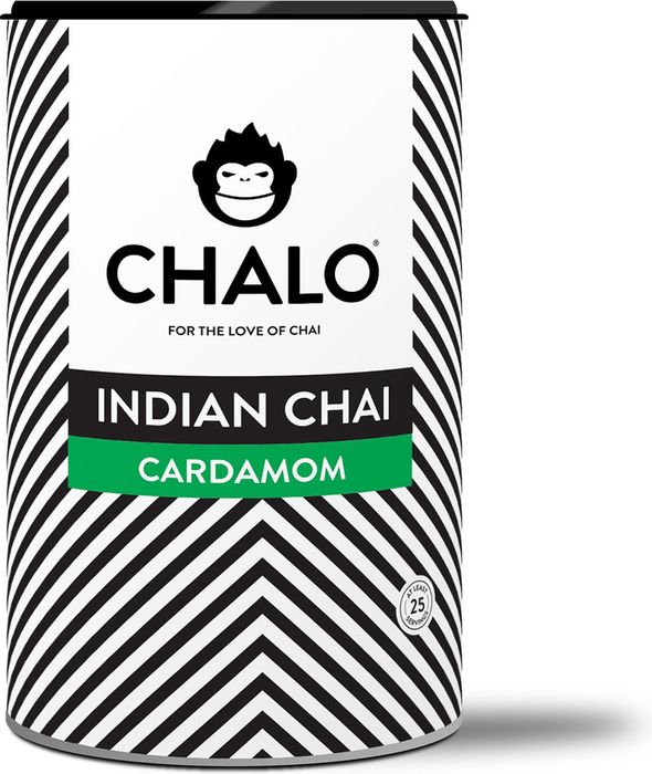 CHALO Cardamom Chai Latte - Indian Vegan Chai - Black Assam Tea - 25 servings/300g