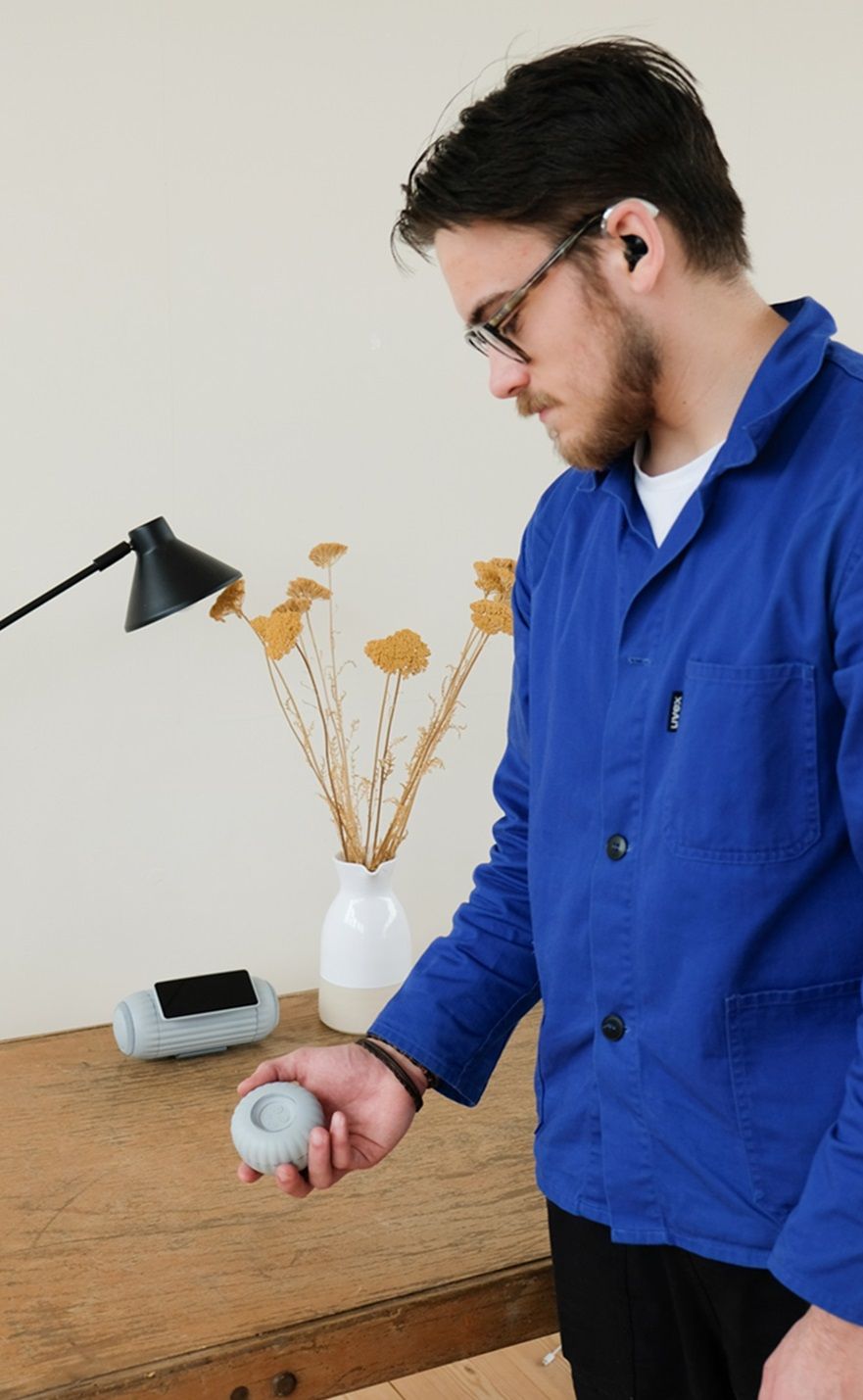 Sam with his speaker design