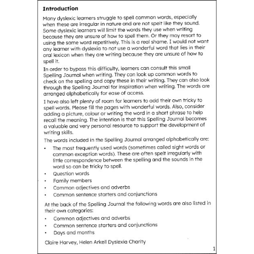 Spelling Journal