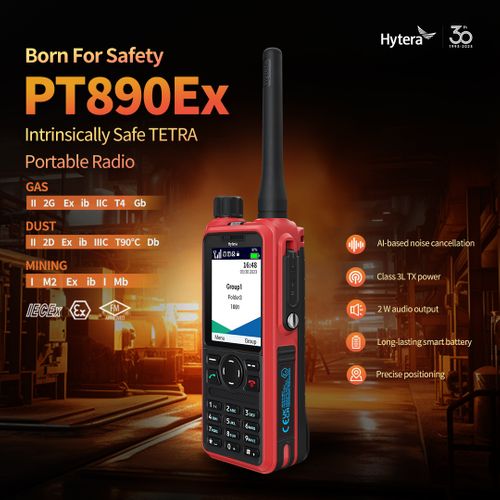 Hytera's PT890Ex Intrinsically Safe TETRA Portable Radio