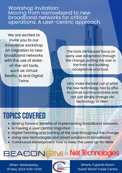 Moving from narrowband to new broadband networks for critical operations. A user-centric approach.