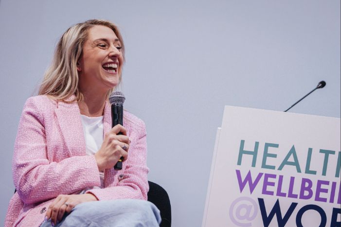 Dame Laura Kenney delivering a keynote session at Health & Wellbeing at Work