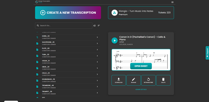 Klangio Transcription Studio