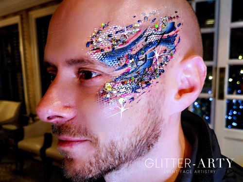 Glitter-Arty - Men's Glitter Face Painting designs created at various events